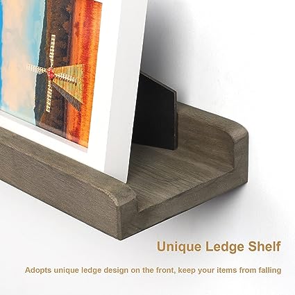 Wood Picture Ledge Shelf Rustic Floating Shelves Set of 3 for Storage and Display 16.9 inch Carbonized Black