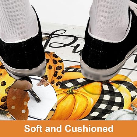 Set of 2 Non Slip Cushioned Thanksgiving Anti Fatigue Waterproof Mats