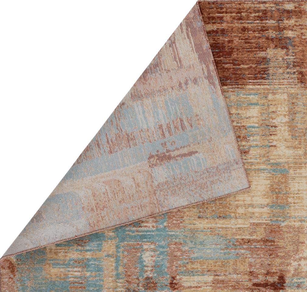 Kingsbury Collection Abstract Aqua Modern Soft Area Rug