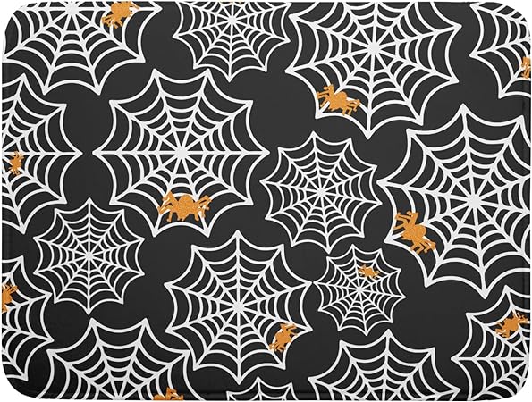 Halloween Spiderweb Spooky Spider Large Microfiber Drying Mat 18×24 Inch