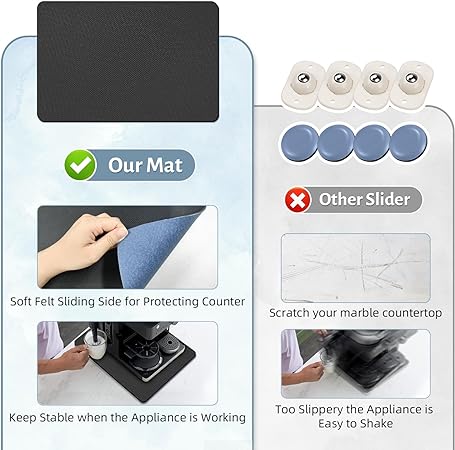 Sliders 360 Degree Rotation Moving Heat Resistant on Counter, Appliance Slider Cut to Fit, (Medium, Blue)