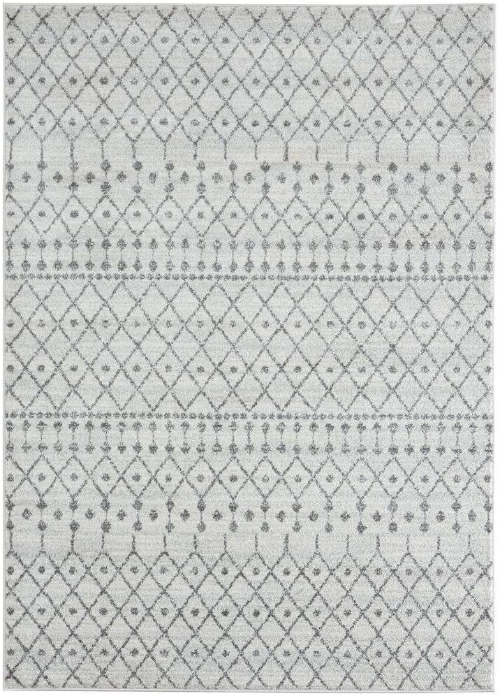 Pancras Moroccan Grey Off White Abstract Soft Area Rug