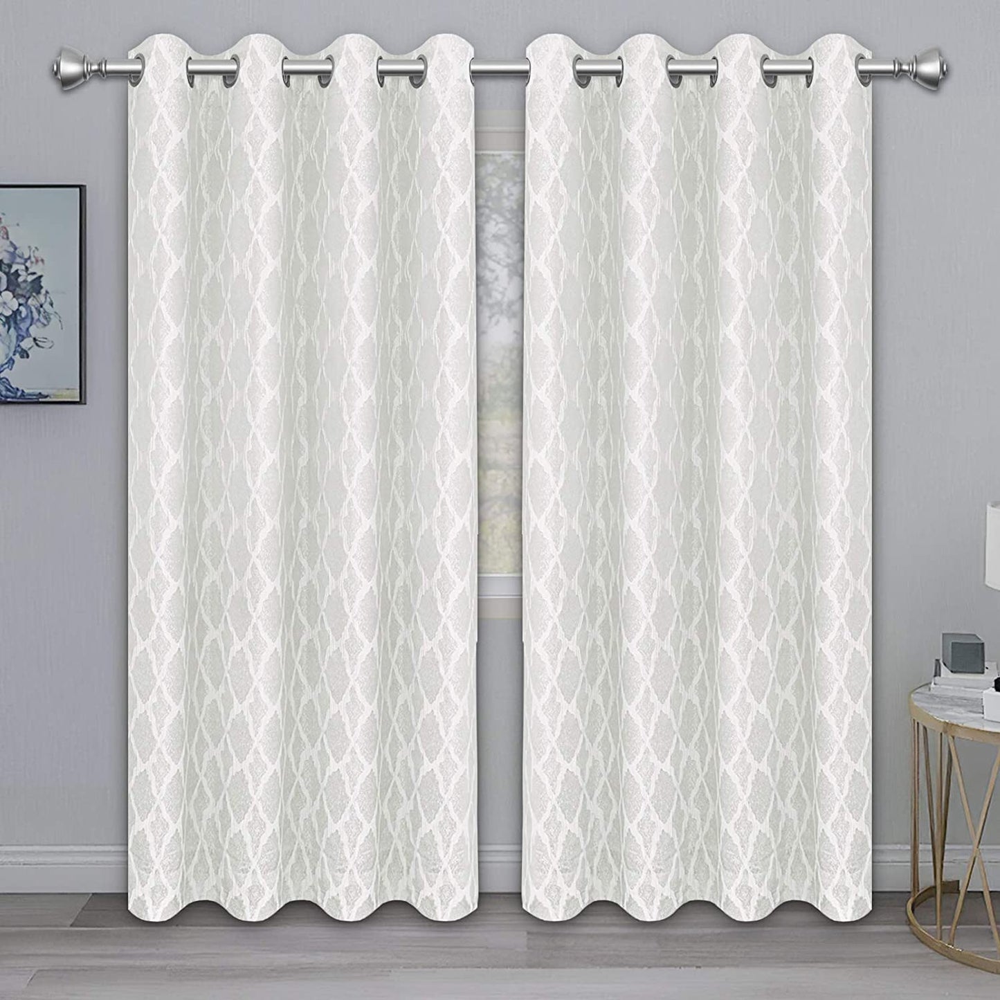Jacquard Blackout Curtains for Bedroom, Cold/Heat/Sun Blocking and Noise Reduction Thermal Insulated Window Drapes, Camel, 52 x 63 inch Length, Set of 2 Grommet Curtain Panels