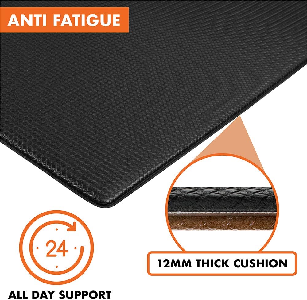 Anti Fatigue Reversible Cushioned Memory Foam Kitchen Rug Pad, 32x17 (Marble Gray)
