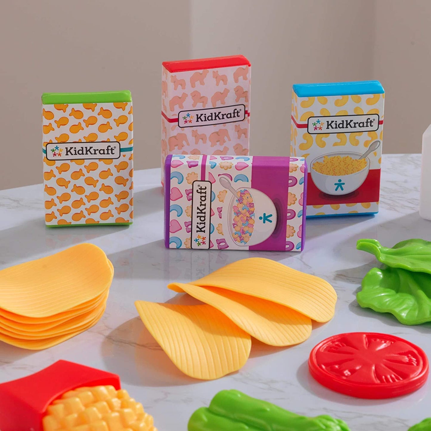 115-Piece Deluxe Tasty Treats Pretend Play Food Set, Plastic Grocery and Pantry Items