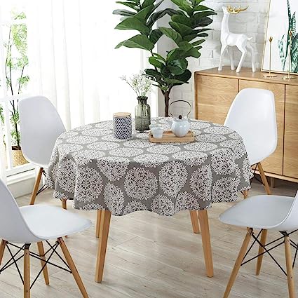 Medallion Floral Tablecloth (Round - 60", Gray Medallion)