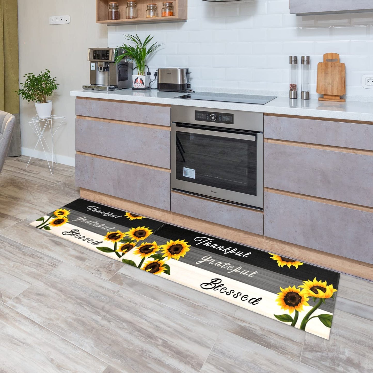 Set of 2 - Sunflower Kitchen Rugs