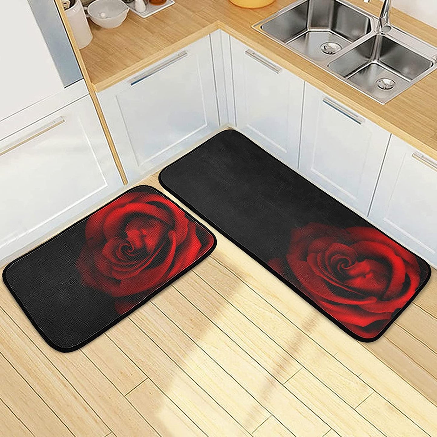 2 Pieces Honeycomb Beehive Wasp Bumblebee Anti Fatigue Kitchen Rug Set - 20"x28"+20"x47" 20"x28"+20"x47"