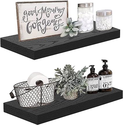 Set of 2 Farmhouse Decor Small 16 inch Floating Shelves Rustic Brown (008-40BN)