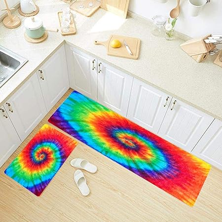 2 Piece 17"X48" 17"X24" Very Abstract Image on Glass in Verso Non-Slip Soft Kitchen Mat