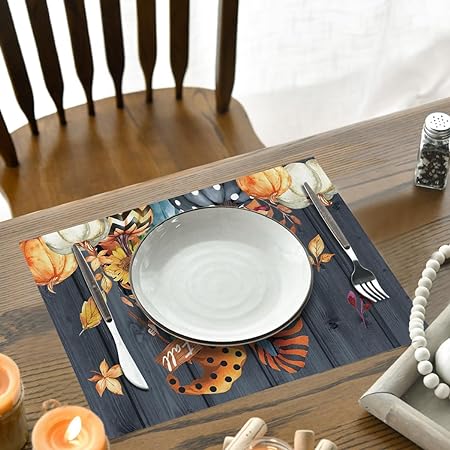 50 Pack, 10x14 Inch Seasonal Thanksgiving Disposable Place Mat for Party Dining Decoration