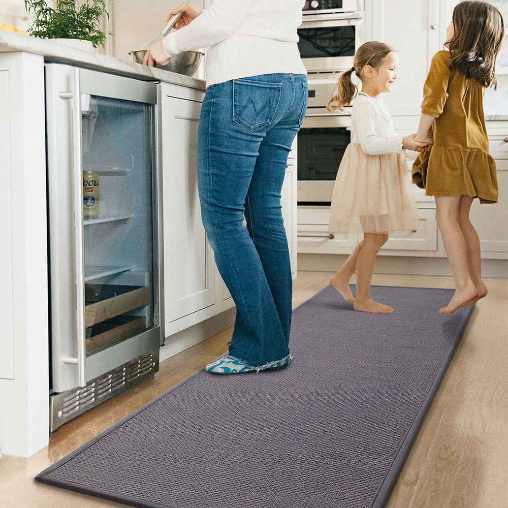 Non slip, washable, 2 PCS Woven Kitchen Rug Set of 2 - Khaki