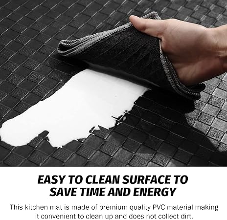 Non Skid Washable Memory Foam Kitchen Rugs, [2PCS] Black, 17.3 x 30+17.3 x 47 inches