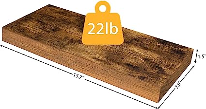 Set of 2, 15.7 Inch Hanging Shelf with Invisible Brackets