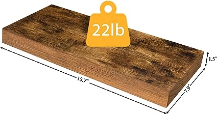 Set of 2, 31.5 Inch Hanging Shelf with Invisible Brackets, Rustic Brown BF80BJP201