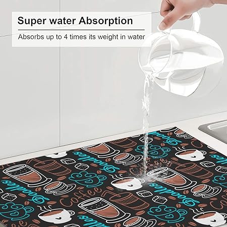 Bird Dish Drying Mat, Absorbent Microfiber Reversible Mats for Kitchen Counter, 16x18 Inch