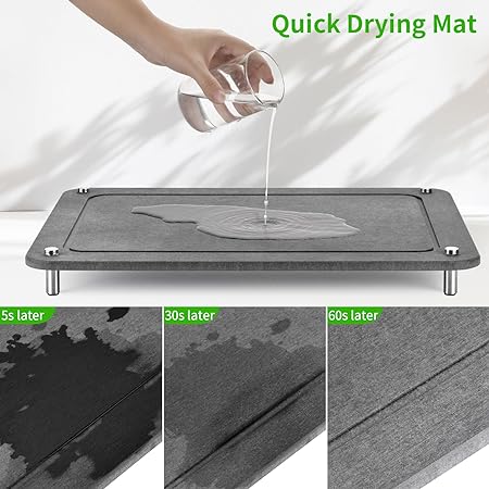 Water Absorbing Eco-Friendly Diatomaceous Earth Stone Dish Drying Mat, (15.7*11.8 inch,White)