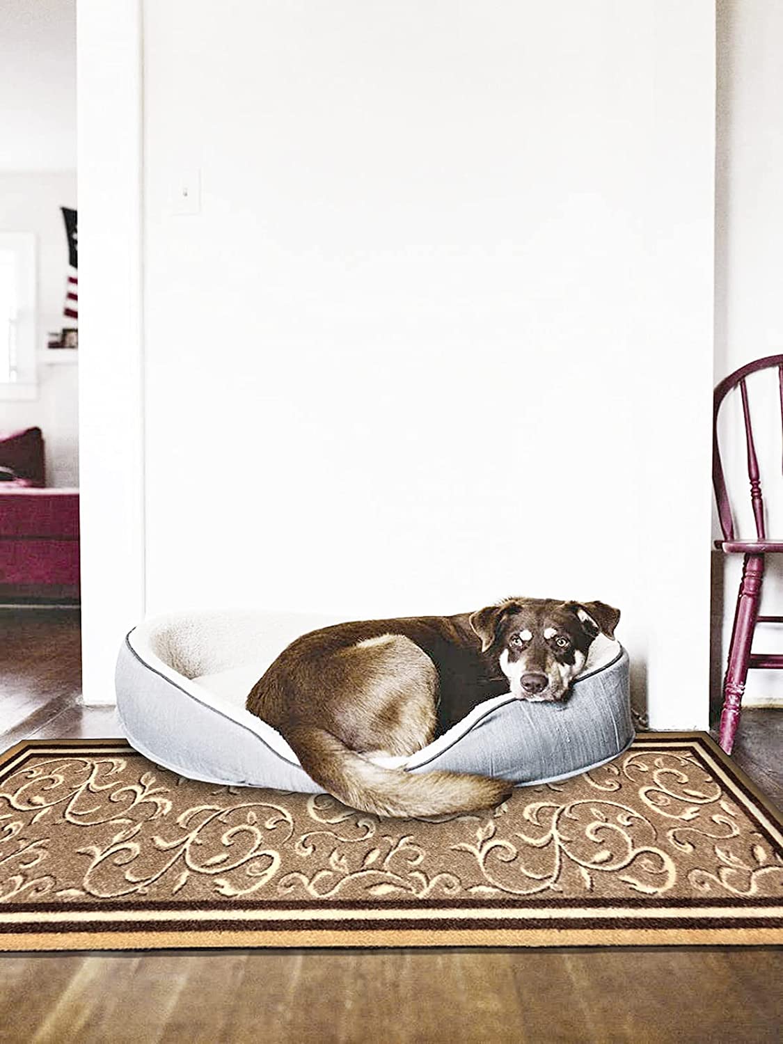 Non Slip Rubber Back  Kitchen Rug Anti Slip Stair Treads (Red, Runner (20" x 59"))