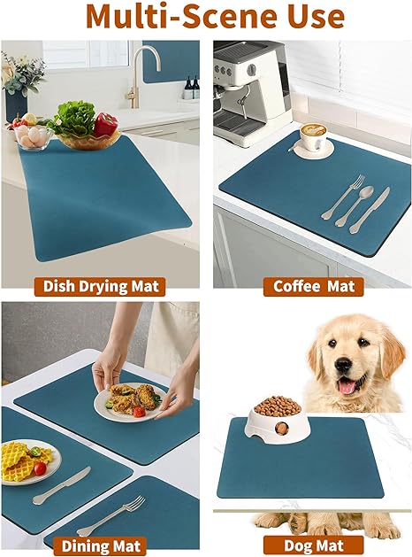 Machine Non Slip 12"x16" Thicker and Super Absorbent Hide Stain Dish Mat