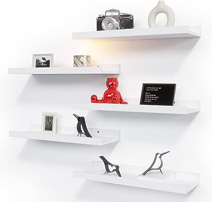 5 Set Floating Wall Mounted Shelves, Black