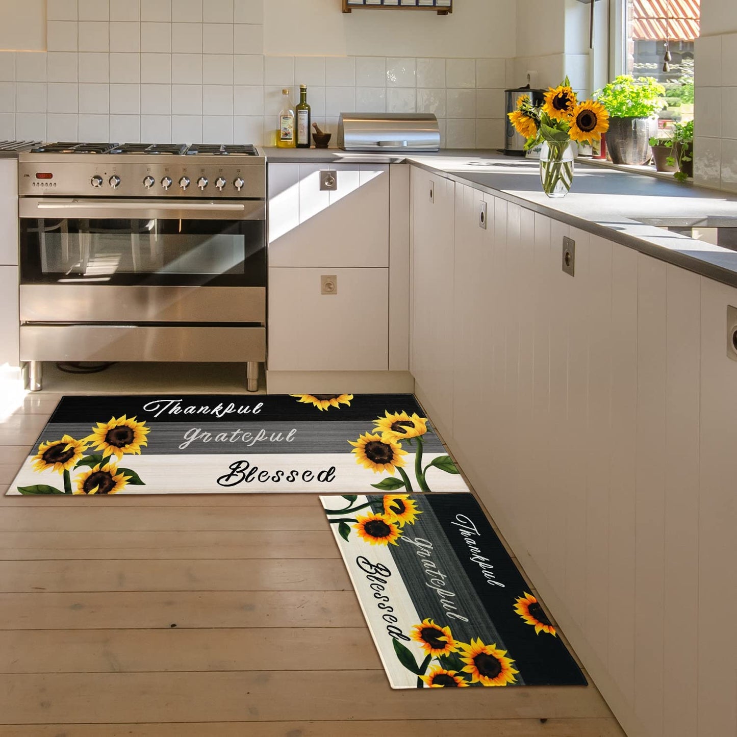 Set of 2 - Sunflower Kitchen Rugs