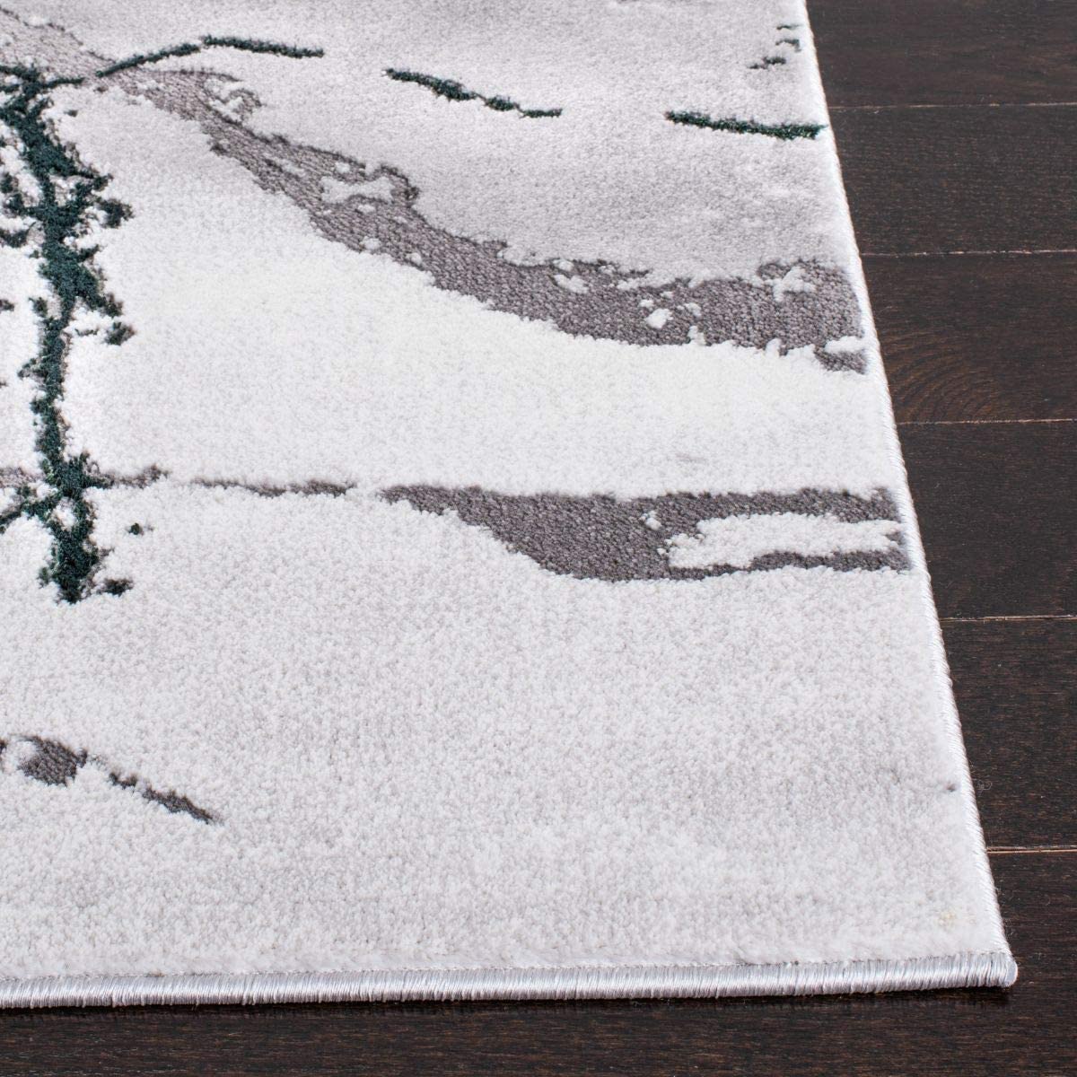 Modern Abstract Area Rug, Grey/Green