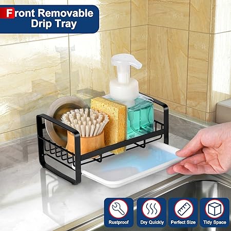 304 Stainless Steel Kitchen Soap Dispenser Caddy Organizer,