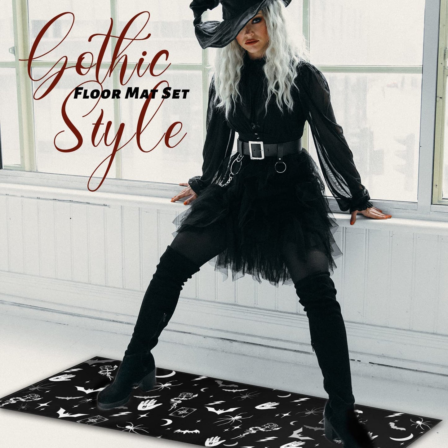 Set of 2- Plant Floral Butterfly Kitchen Rugs with Runner Decor Accessories Things - 17x30 and 17x48 Inch