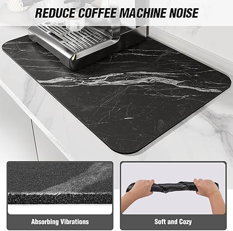 Absorbent Rubber Backed Quick Drying Mat Fit Under Coffee Maker Espresso Machine - Coffee Bar Accessories Kitchen Counter Dish Drying Mat, Marble 19"x12")