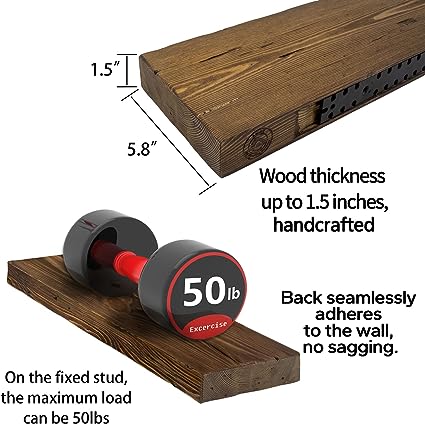 16 inch Rustic Wood Wall Floating Shelves - Set of 2