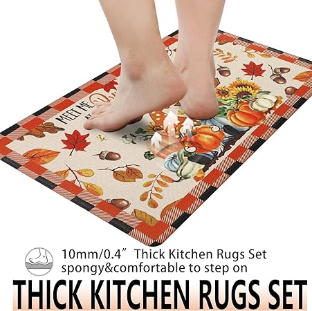 2 PCS Anti Fatigue Non Slip Waterproof Comfort Fall Kitchen Standing Mats, 17"x28"+17"x47"