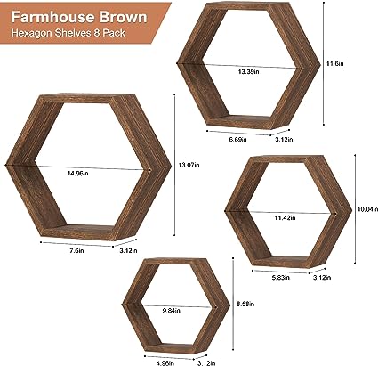 Hexagonal Floating Shelves Set of 6