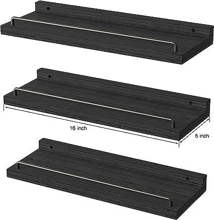 Floating Shelves for Wall Decor (Dark Brown, Set of 3)