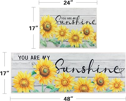 Non-Slip Backing Natural Design Throw Rug Lemon Design, 17"x48"+17"x24"