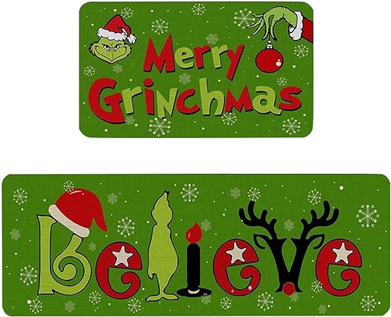 Green Monster Non Slip Christmas Kitchen Decoration, Set of 2