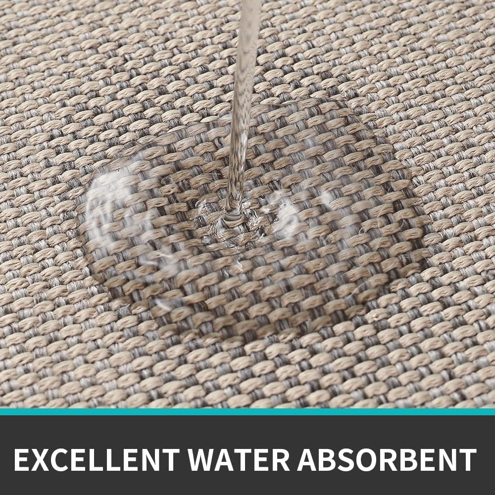 Non slip, washable, 2 PCS Woven Kitchen Rug Set of 2 - Khaki