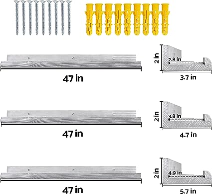 24 Inch Dark Walnut Solid Wood Floating Shelves Wall Mounted Set of 3, 3 Different Sizes