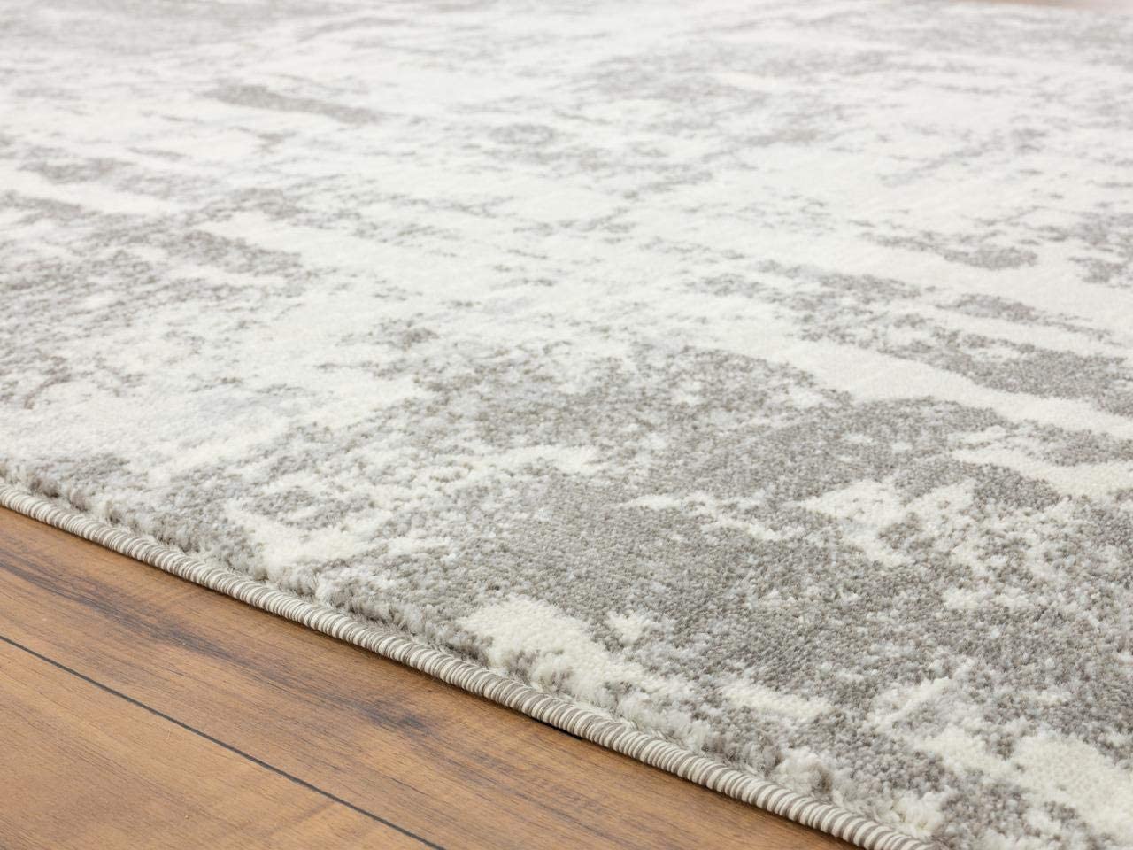 Kingsbury Collection Grey Abstract Soft Area Rug