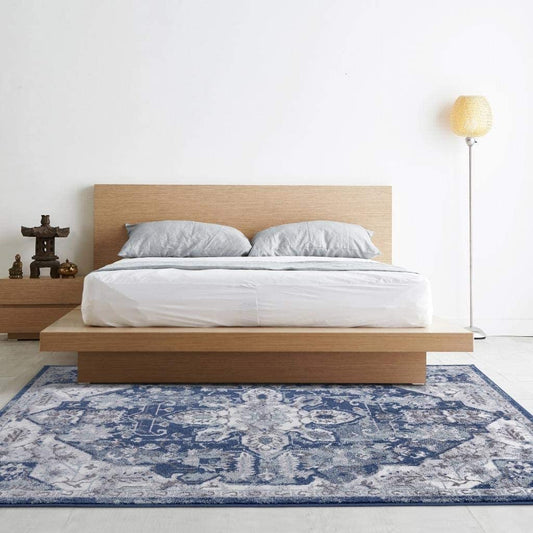 Hampstead Collection Dark Blue Orientral Soft Area Rug