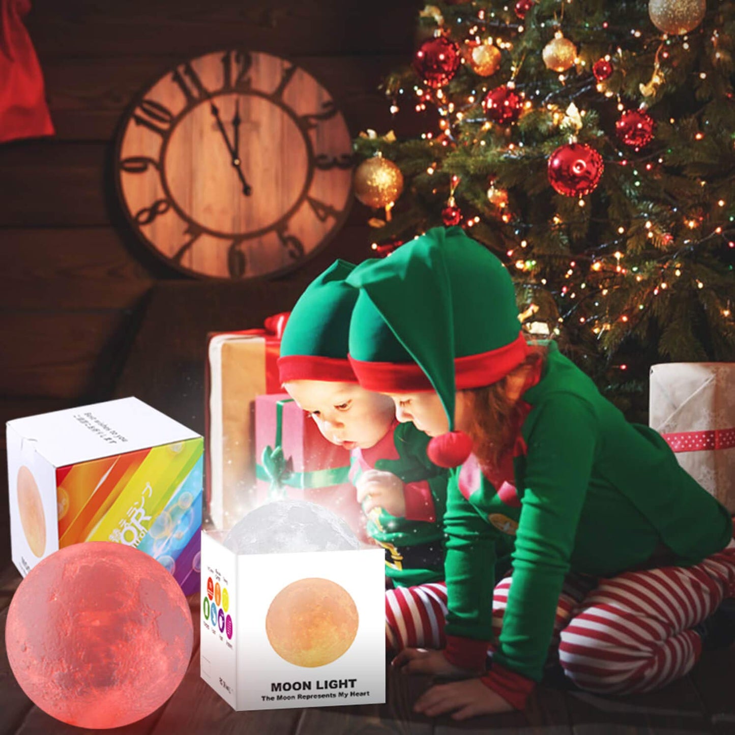 Decorative Moon Light Lamp with Time Setting and Stand 3D Print LED 16 Colors