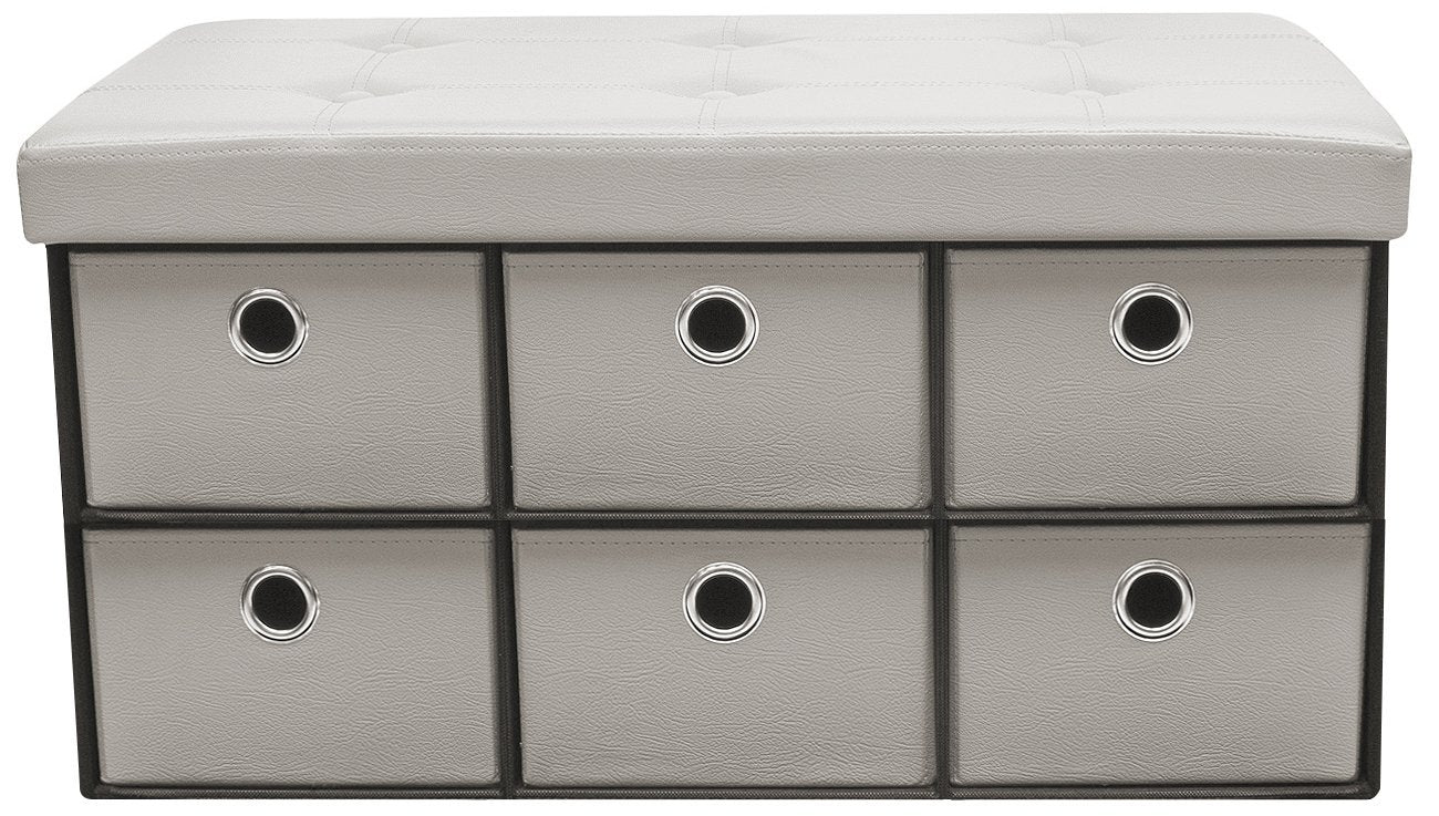 Contemporary Faux leather Storage Bench Ottoman