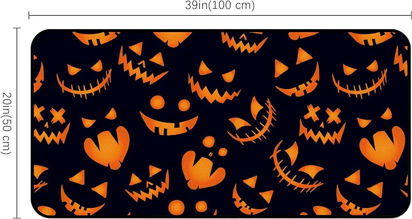 Halloween Non Slip Cushioned 20 x 39 Inch Jack-O'-Lantern Doormats