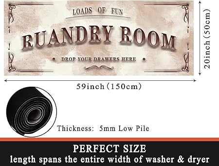 Laundry Room Rug 20"X59", Farmhouse Runner Rug Non Slip Waterproof Laundry Room Mat Floor Carpet for Kitchen, Washhouse, Mudroom