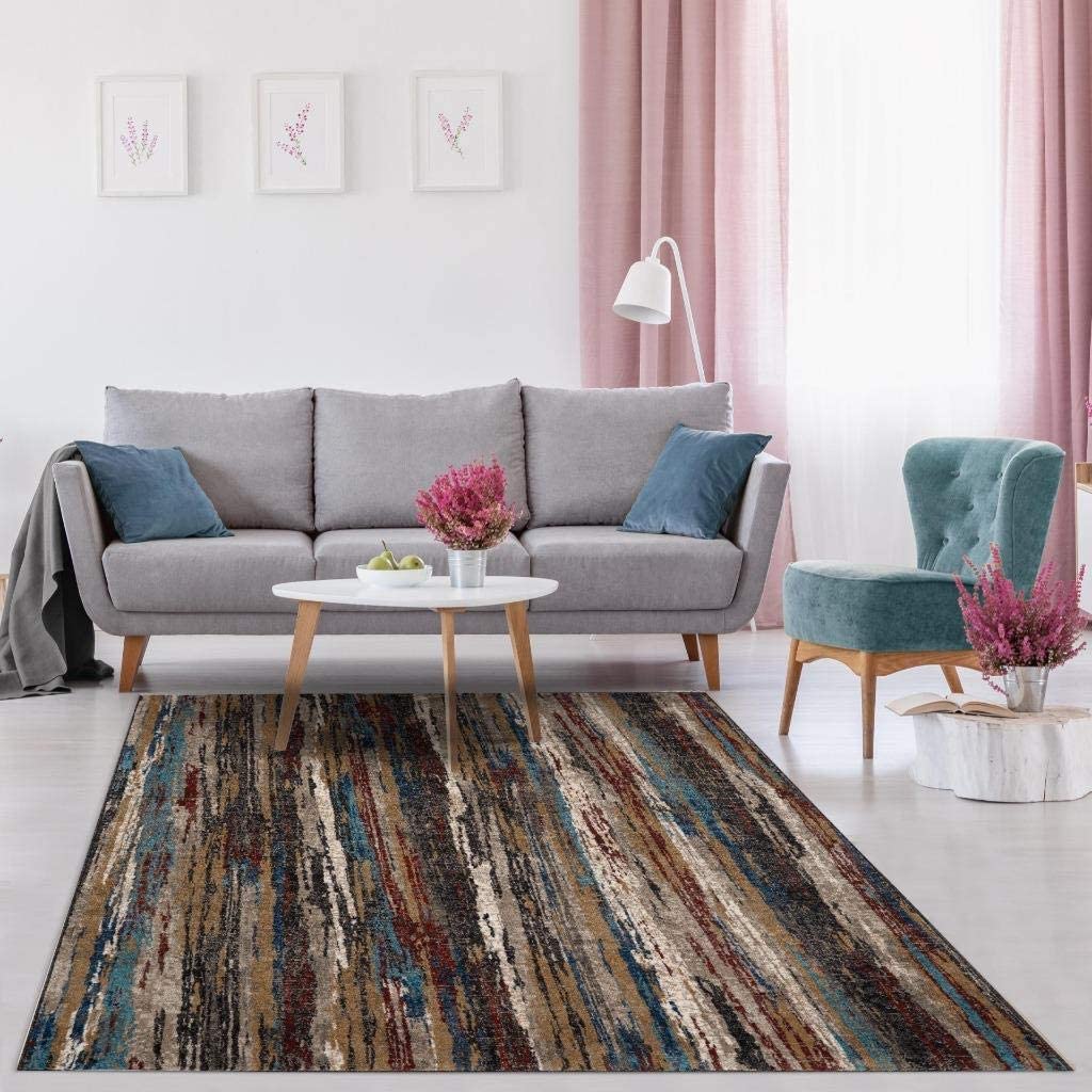 Lagos Collection Multi Striped Soft Area Rug