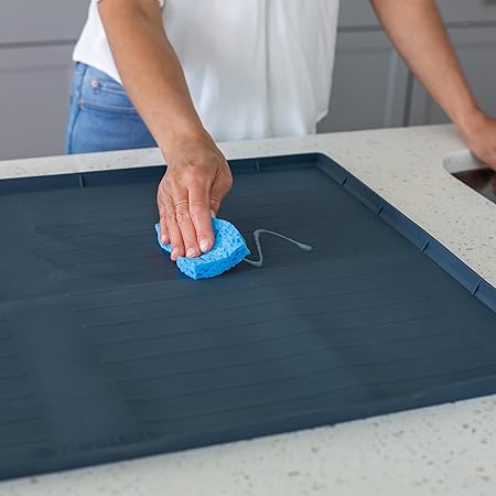 Under Sink Waterproof Silicone Cabinet  Mat [34" x 22"] Grey,