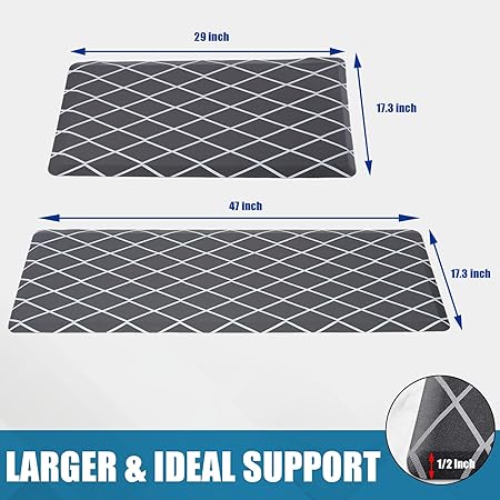 Non-Skid Cushioned, Anti Fatigue 1/2Inch Thick, Ergonomic Comfort Foam Standing Mat, 17"x29"+17"x59",Black