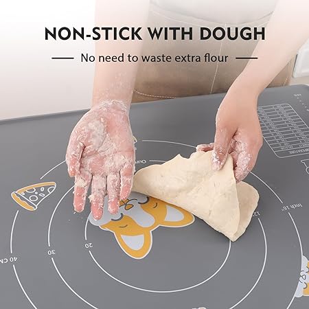 Silicone Baking Mat with Dough Cutter,(Beige)20'' X 16"