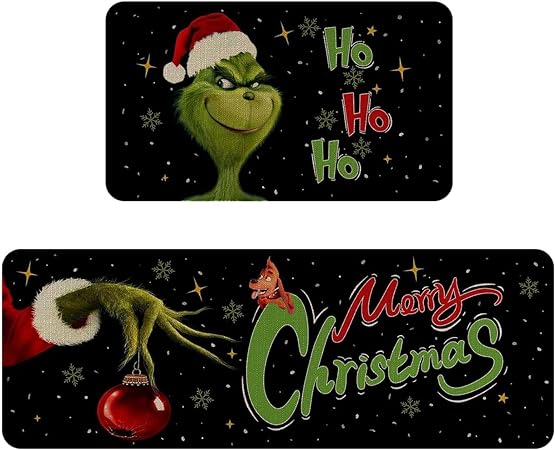 Green Monster Non Slip Christmas Kitchen Decoration, Set of 2