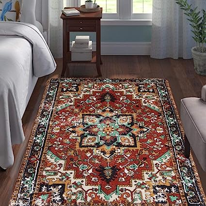 Traditional Oriental Washable Non-Slip Distressed Vintage Accent Throw Rugs