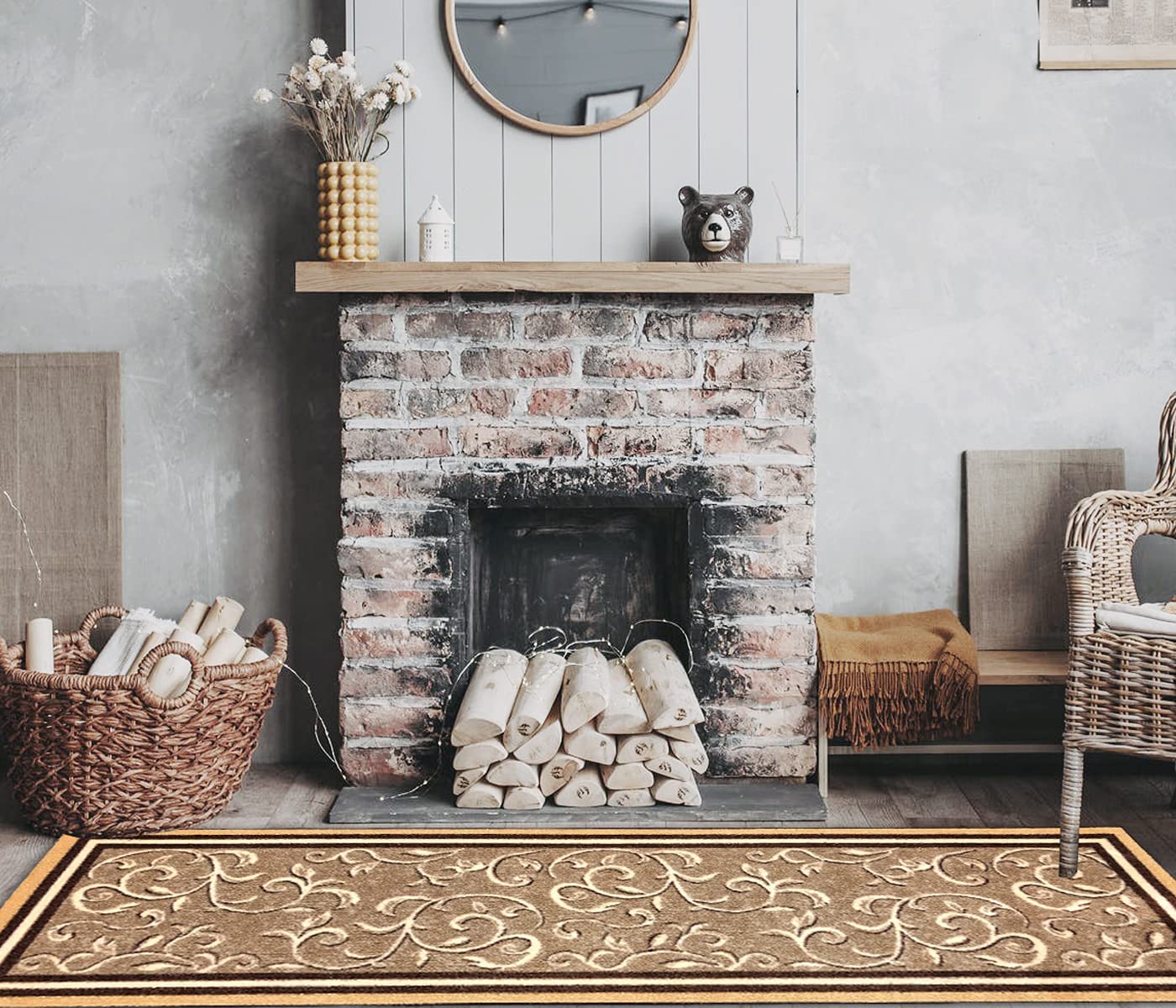 Non Slip Rubber Back  Kitchen Rug Anti Slip Stair Treads (Red, Runner (20" x 59"))